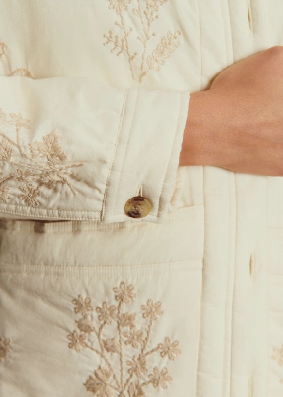 Will Jacket - Sézane x Baziszt - Beige with Primrose Ecru Embroidery