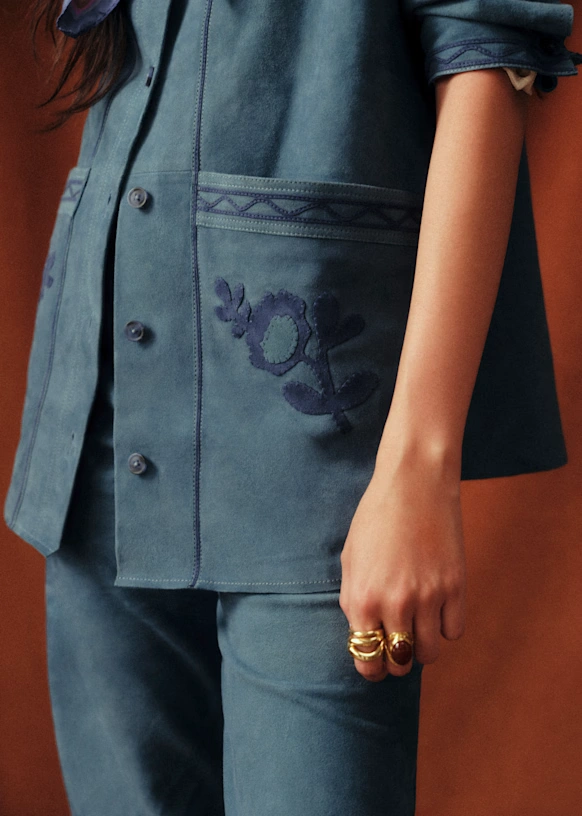 Will Jacket - Sézane x Baziszt - Beige with Primrose Ecru Embroidery