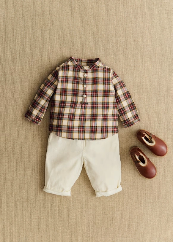 Sacha Shirt - Ecru / Red Checks