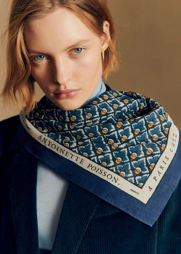 Gaston Scarf - Sézane x Antoinette Poisson - Blue Hazelnuts Print 1 Gaston Scarf - Sézane x Antoinette Poisson - Blue Hazelnuts Print