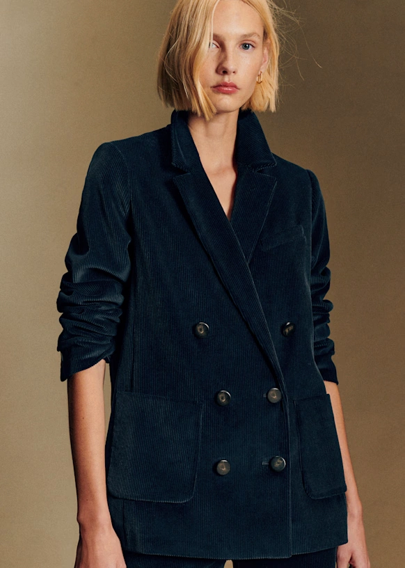 Chaqueta MICHELE - Sézane x Antoinette Poisson - Terciopelo Azul Marino