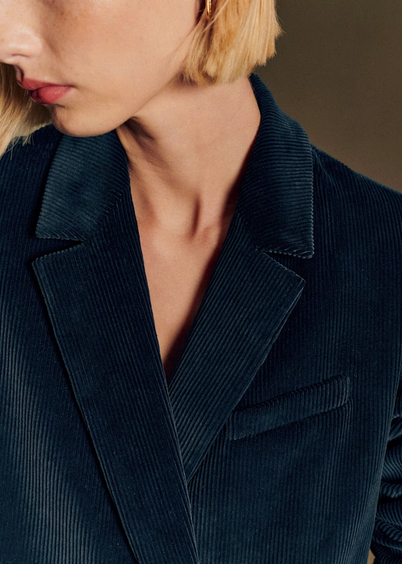 Chaqueta MICHELE - Sézane x Antoinette Poisson - Terciopelo Azul Marino 3 Chaqueta MICHELE - Sézane x Antoinette Poisson - Terciopelo Azul Marino