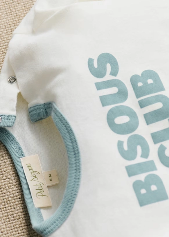 Bisous club T-Shirt - Ecru / vintage blue