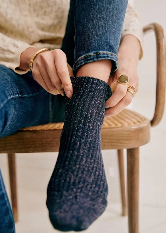 Lurex Socks - Navy