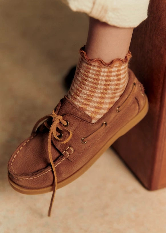 Vichy socks - Brown/ Ecru Gingham